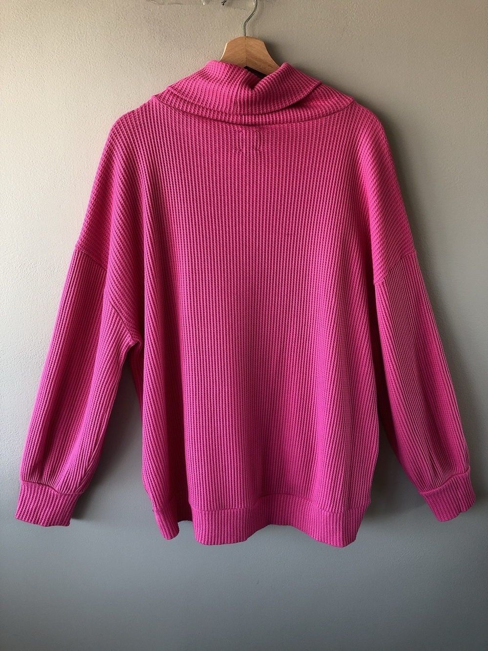 GAP waffle knit oversized sweater pink cowl neck shirt - Picture 2 of 13